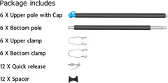 Universal Trampoline Enclosure Pole Set 6 Pack Replacement Poles w/ Hardware