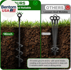 18-Inch Ground Anchors Screw in Heavy Duty, 4 Pack Trampoline Anchors & Stakes H