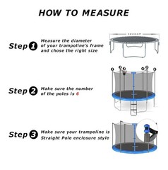 Zoomster Trampoline 15’ Safety Enclosure Net for 6 Straight Poles