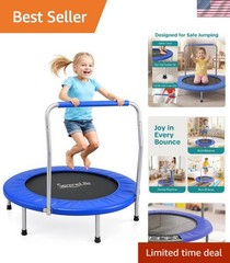 Portable 36″ Trampoline for Kids – Easy Setup with Foam Handle for Stability