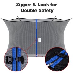 Trampoline Safety Net Replacement Protection Enclosure Net for 4/6/8 Poles