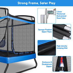 6FT 3-in-1 Kids Trampoline with Swing & Safety Enclosure for Indoor/Outdoor Use