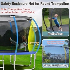 Trampoline Net Replacement Safety Enclosure Net with Zippers 12 FT / 8 poles