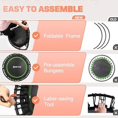 550LBS Foldable Mini Trampoline,48″ Fitness Trampoline with Durable Bungees