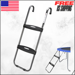 Trampoline Ladder W/ Horizontal & Wide Steps Universal Hook Steel 220 Lbs