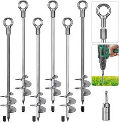 30” Ground Anchors Screw in Heavy Duty 12mm Solid Steel 3″ Spiral Blade