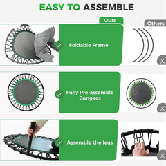 40″/48″ Rebounder Trampoline for Adults with Bungee Cords, Exercise Rebounder fo