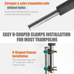 6PCS Trampoline Poles and 14FT Enclosure Net with Solar Light, Universal Trampol