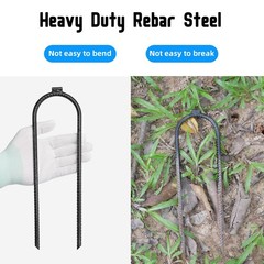 10″x3″ Trampoline U Shaped Rebar Stakes Heavy Duty Safety U Shaped Ground Anc…