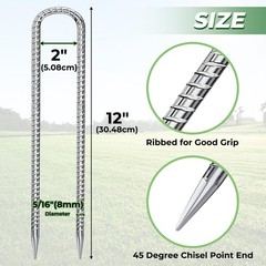 12 Inches U Stakes 8-Pack Heavy Duty Tramopline Wind Stakes for Inflatables, …