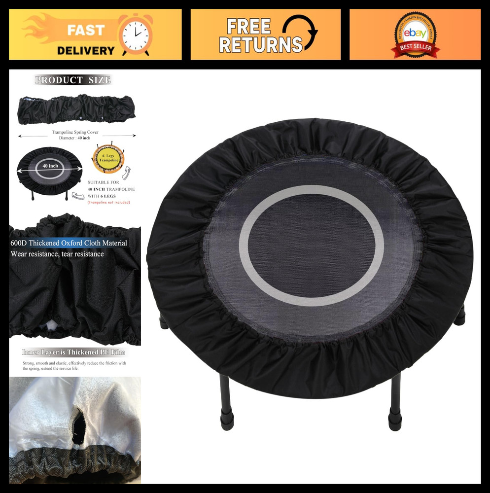 Round Mini Trampoline Spring Cover Replacement, 36-60 Inch, 600D Oxford Cloth, T