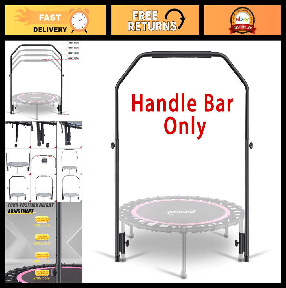 Rebounder Handle Bar for 40″ Round Trampolines – Cushy Foam Grip, Fits 2.5CM Tub
