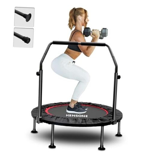KENSONE/48″ Foldable Mini Trampoline, Indoor Trampoline for Kids, 40″ Black
