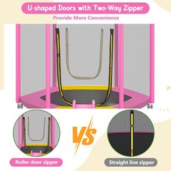 7ft Trampoline with Slide and Ladder Indoor Outdoor Safety Trampolines for Kids