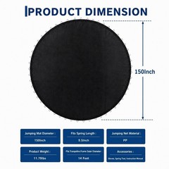 12/14/15FT Trampoline Replacement Mat For 7″ Springs w/ Pull Hook & Gloves Round