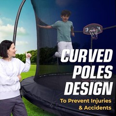 Pumpkin Trampoline with Basketball Hoop & Inner Enclosure – Safe, Durable