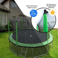 15FT Backyard Trampoline for Kids w/ Safety Enclosure Net Basketball Hoop Ladder