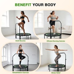 40″ Mini Rebounder Trampoline for Adults with Handle, Foldable Mini Trampoline w