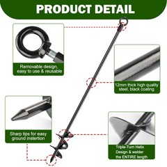 4 Pcs 30″ Ground Anchors Shed Anchors Kit Heavy Duty 12mm Solid Steel, Triple…