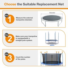 8FT/12FT Trampoline Replacement Net Protection Safety Enclosure Net – Blue
