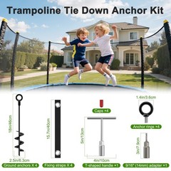18″ Trampoline Stakes, 4 Pack Heavy Duty Ground Anchors with Safety Belts, Tr…