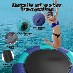 10Ft 12Ft 15Ft Inflatable Water Trampoline, Recreational Bouncer, Portable Bounc