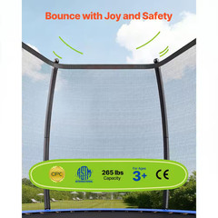 Outdoor Trampoline, 8 Ft. Recreational Trampoline, Max 265 Lbs. Capacity, Anti-R
