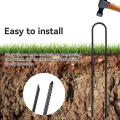 Trampoline Ground Anchors 24-Inch Heavy Duty U Rebar Stakes for Trampoline, D…