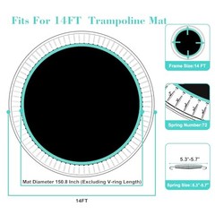 Trampoline Replacement Mat – Fit 14 Ft 14FT-72V-Rings-5.3-5.7″Spring-150.8″Diam
