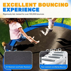 1200LBS Weight Capacity Trampoline 16 15 14 12 10 8 FT for Kids with Safety Encl