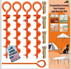 Eurmax USA Canopy Stakes Steel Anchor Kit works for Dogs, Trampolines, Others