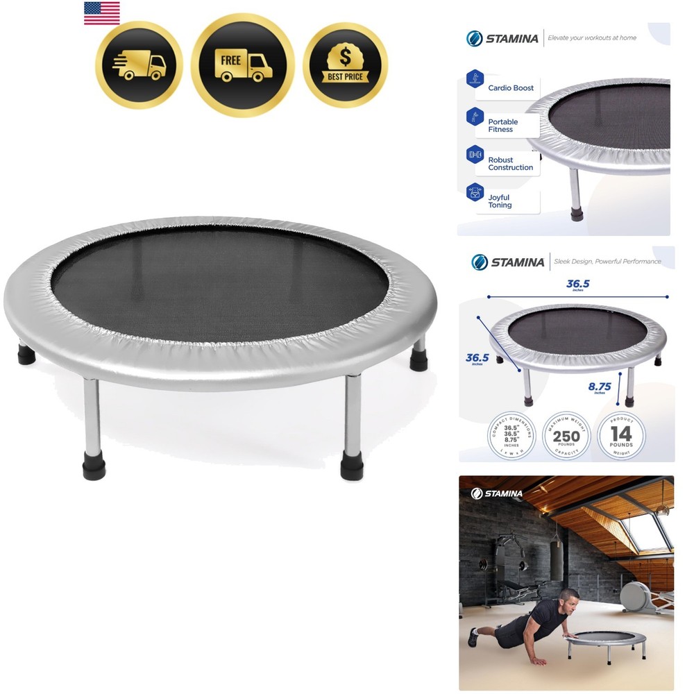 Folding Trampoline with Smart Workout App, Black – Portable Fitness Rebounder…