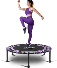Silent Mini Trampoline 40″-48″ Bungee Rebounder for Cardio – 330Lbs Max Limit