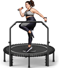 BT2 450/550LBS Mini Rebounder Trampoline for Adults with Bar, Fitness Trampoline