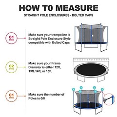 Trampoline Net Replacement, 12ft 13ft 14ft 15ft Round Frame 15 feet – 6 Poles