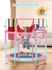 60″ Trampoline for Kids 5FT Toddler Trampolines Pink / Blue -1- 6-in-1