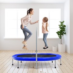 Goplus Foldable Rebouncer 50″ Trampoline for 2 People w/Adjustable Handrail Blue