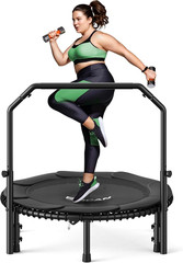 BT2 450/550LBS Mini Rebounder Trampoline for Adults with Bar, Fitness Trampoline
