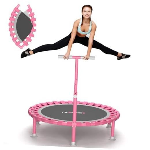 Foldable Mini Trampoline, 40″ Rebounder Trampoline for Adults & Kids, Pink