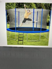 Trampoline Ladder with 3 Horizontal Wide Steps, Universal Hook, Black
