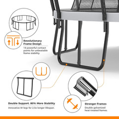 Trampoline Outdoor 14FT with Enclosure, 6 Reinforced U-Shaped Legs wit