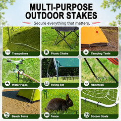 Trampoline Stakes Anchors High Wind Heavy Duty Tent Stakes 12 Inch Ground Anchor