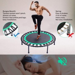 Mini Fitness Trampoline W/ Bungees Stable & Quiet Rebounder Adults Workouts