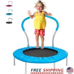 Kids Mini Trampoline Indoor Outdoor Fun W/ Safety Handrail Durable Design New