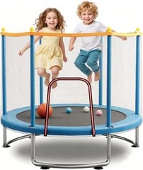 Kids Trampoline with Safety Net – 440lbs Capacity, Upgraded Rust-Proof Ring