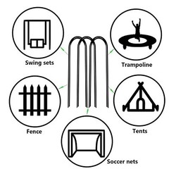 10inch Trampoline Stakes Heavy Duty Trampoline Parts Wind Stakes U Type 8pcs Gro