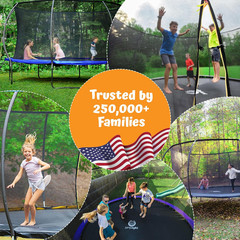 JUMPZYLLA Trampoline Outdoor 8FT 10FT 12FT 14FT 15FT 16FT with Enclosure, Non-Sl