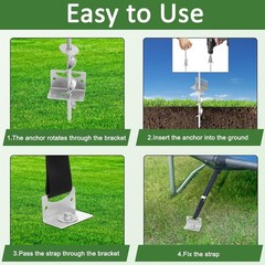 24” Mobile Home Anchors, Set of 4 Ground Anchors Screw in with Brackets and …