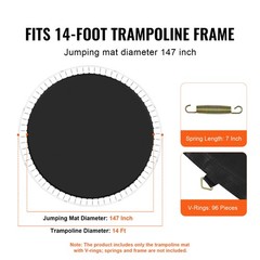 VEVOR Replacement Trampoline Mat Fits 12′-15′ Frame 72V-96V-Rings 5.5″-7″ Spring