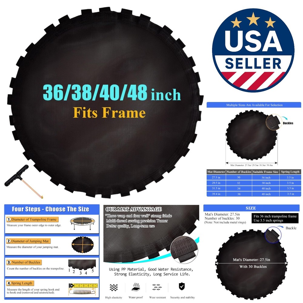 27.5″ Fitness Trampoline Mat with 30 Buckles – Safe and Durable Upgrade